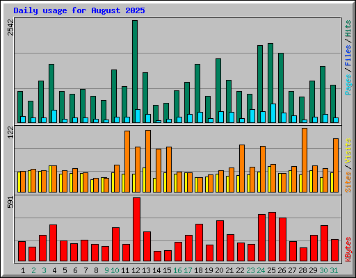 Daily usage for August 2025